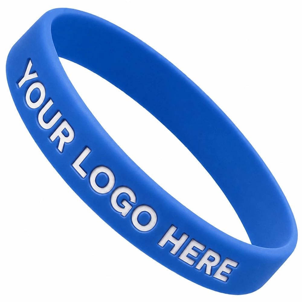 Custom 1/2 Inch Debossed Colour Filled Silicone Wristbands
